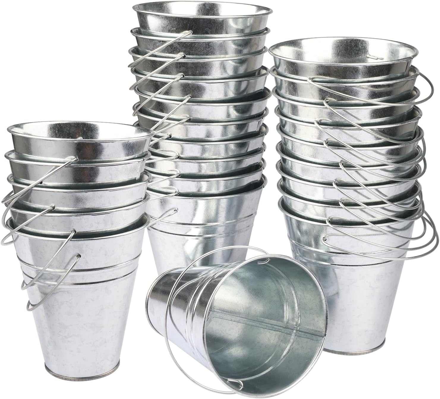 Paquete de 25 mini cubos de metal de 4.5 pulgadas, cubos de metal con asa, cubo de Pascua, soporte para lápices y macetas, utilizados para