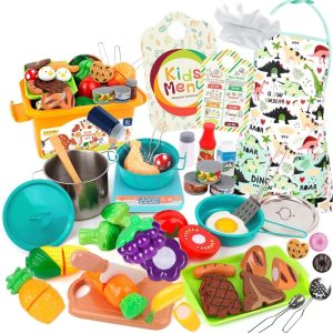 KKmon Juego de accesorios de cocina para niños, juego de 36 ollas y sartenes de acero inoxidable para niños, juego de cocina de simulación con juego KKmon Juego de accesorios de cocina para niños, juego de 36 ollas y sartenes de acero inoxidable para niños, juego de cocina de simulación con juego