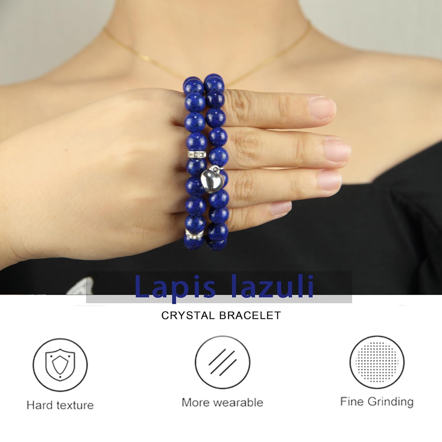 Healing Bracelets for Women – Lapis Lazuli Bracelet – Healing Prayers Crystal Bracelet, 8mm Natural Stone Anti Anxiety Stress Relief Yoga Beads Get