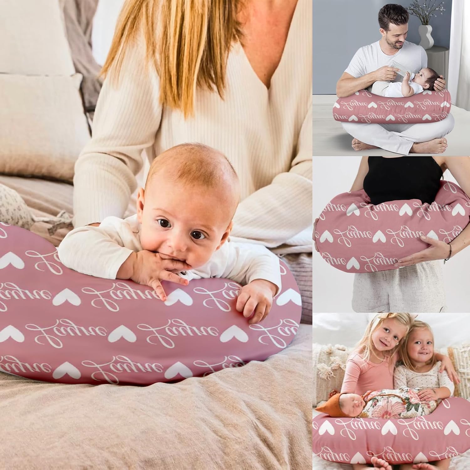 Dyoart Funda de almohada de lactancia para bebé, fundas suaves personalizadas, funda de almohada de lactancia materna con nombre personalizado para