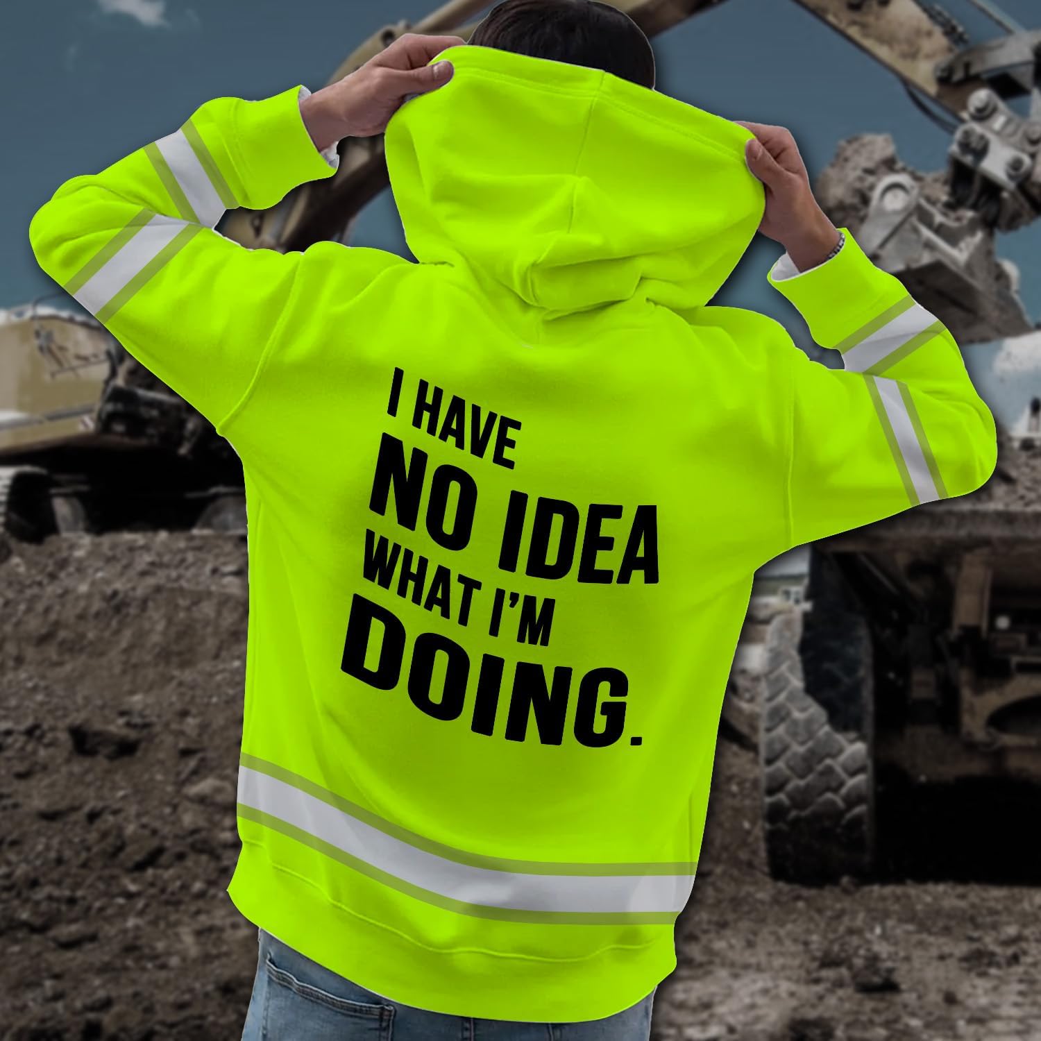 Camisa de uniforme personalizadasudadera con capucha con nombrelogotipo, Hola Vis reflectante divertido trabajo de construcción camiseta