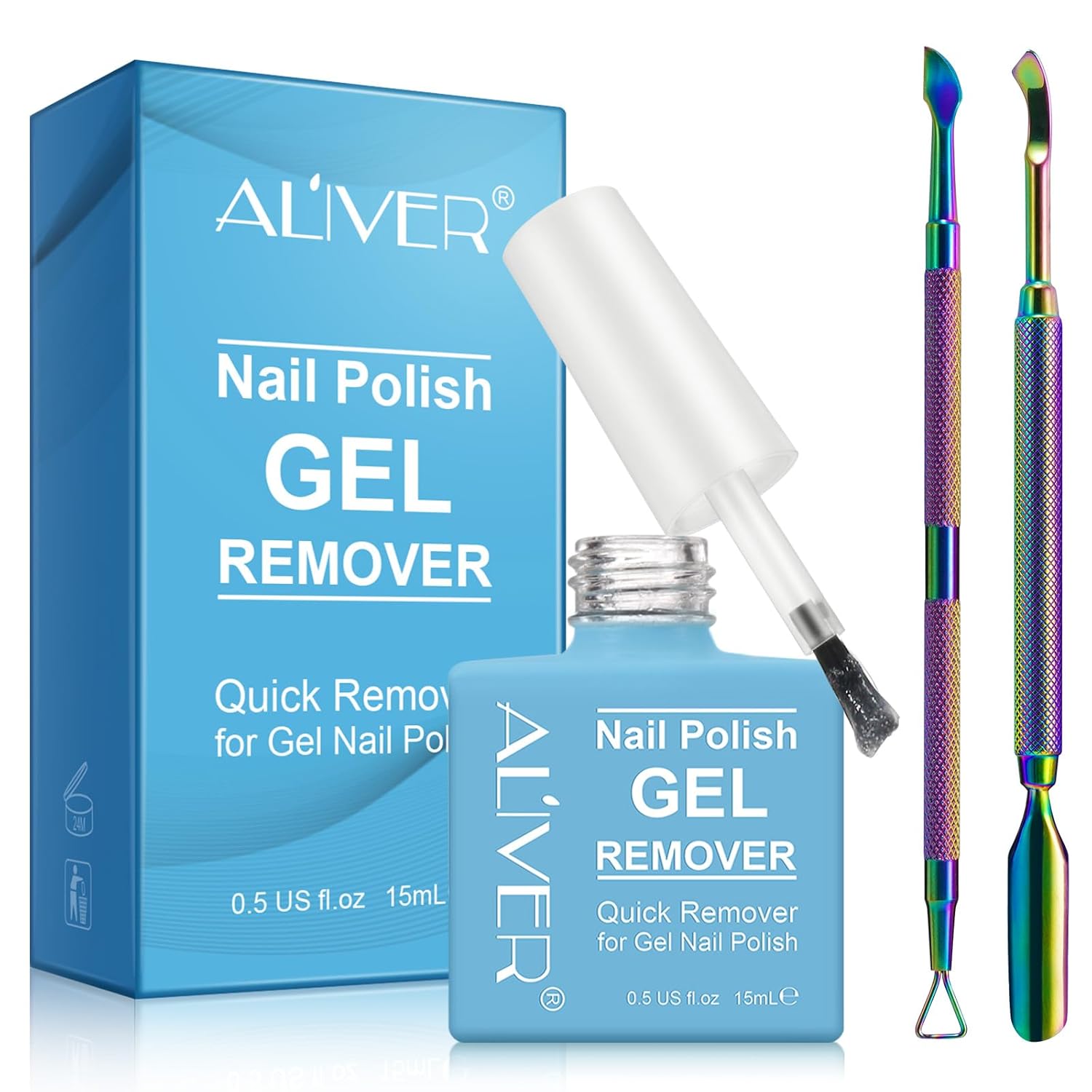 Removedor de esmalte de uñas de gel con 1 empujador de cutículas + 1 raspador de esmalte de uñas, elimina rápida y fácilmente el esmalte de uñas de