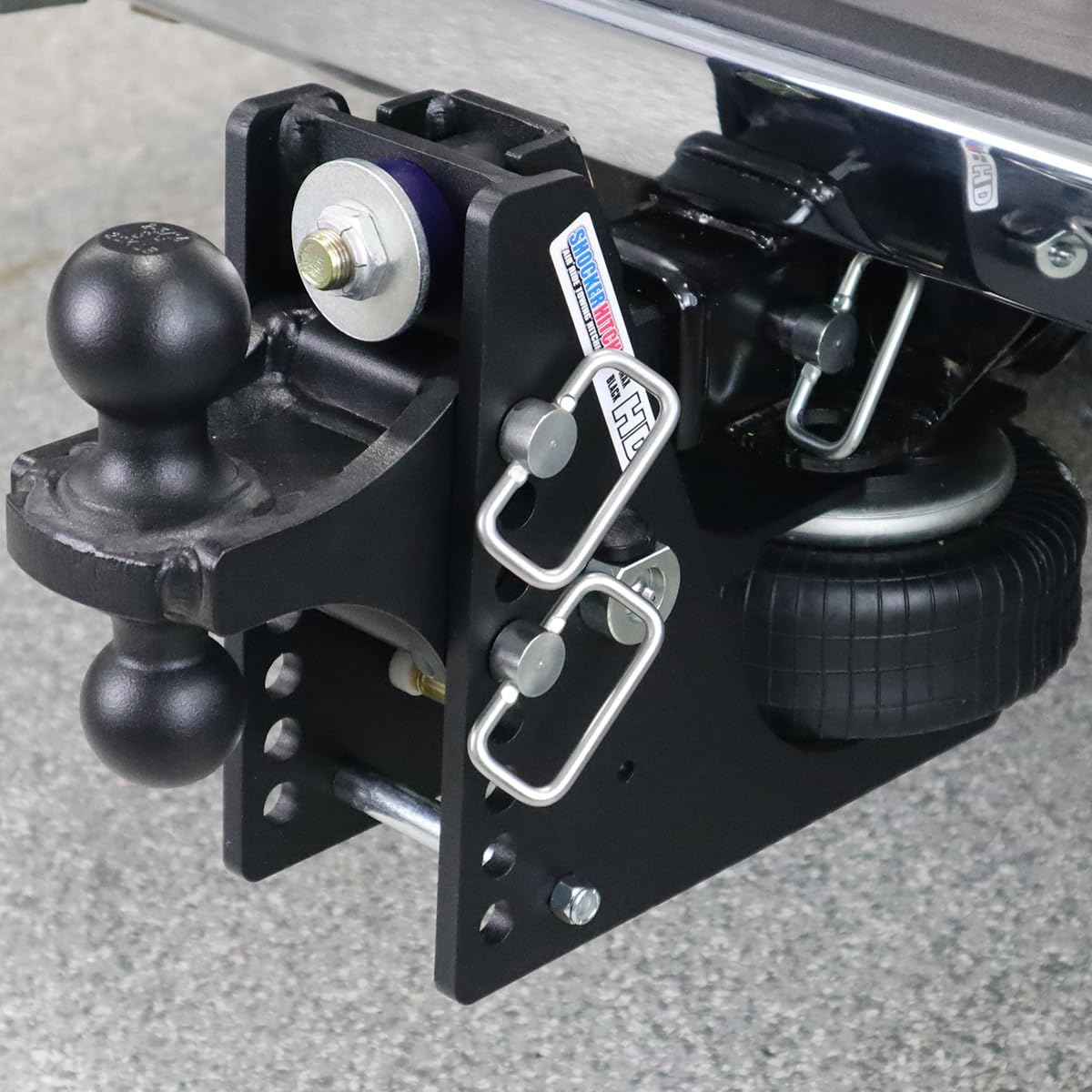 Shocker HD Max – Enganche de aire negro con bola combinada, se adapta a bolas de enganche negro de 2 pulgadas y bolas de 2-516 pulgadas