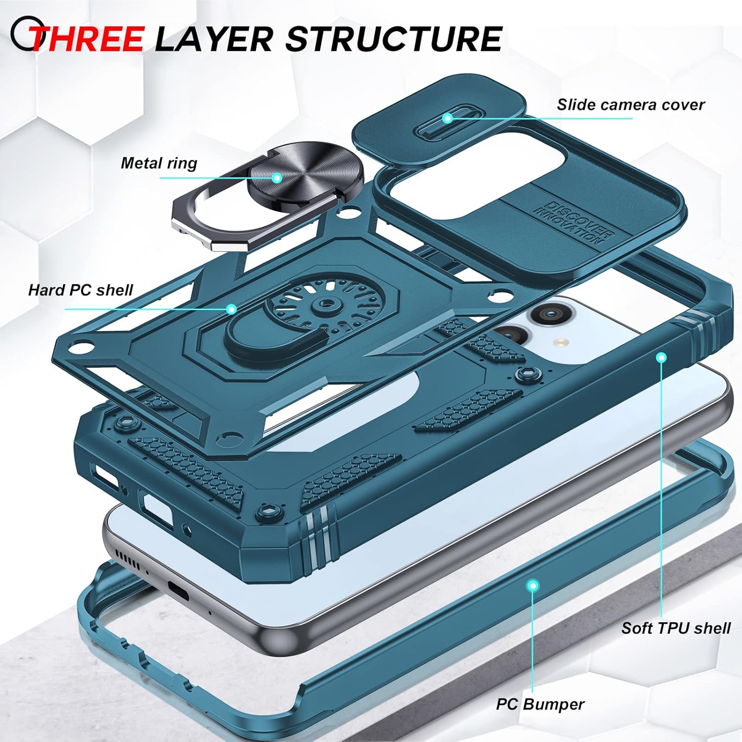 LeYi Funda para Samsung A54 Funda para teléfono Galaxy A54 5G con cubierta deslizante para cámara + 2 protectores de pantalla de vidrio templado,