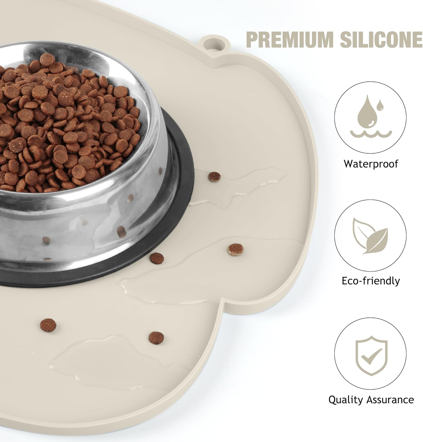 Coomazy Tapete de comida para perros y gatos, tapete de silicona para mascotas ampliado y grueso, borde elevado para evitar fugas de alimentos y