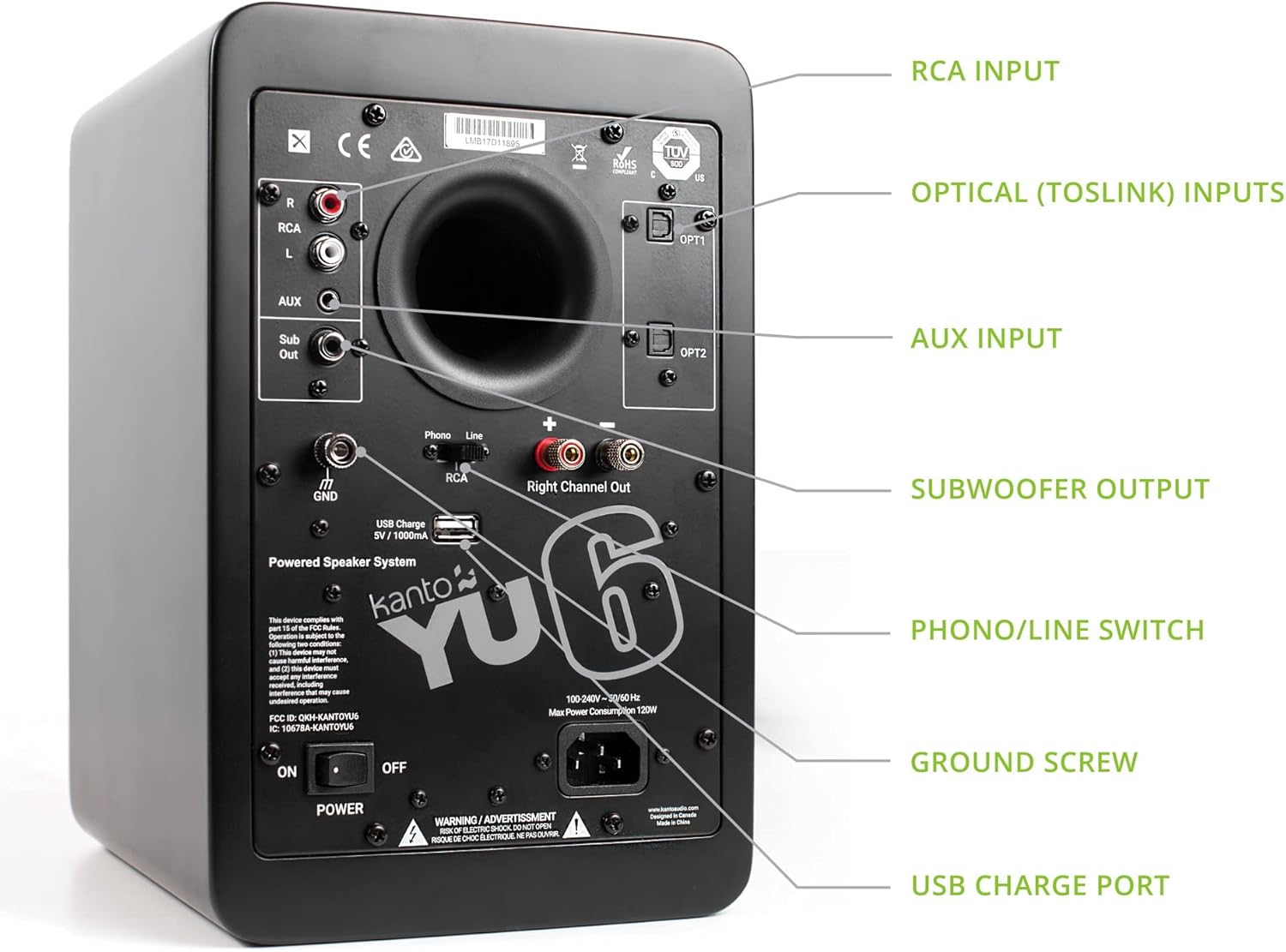 Kanto YU6MB – Altavoces de estantería de 200 W con Bluetooth, negro mate (par) SP26PL Soportes de altura fija de 26 pulgadas para altavoces de