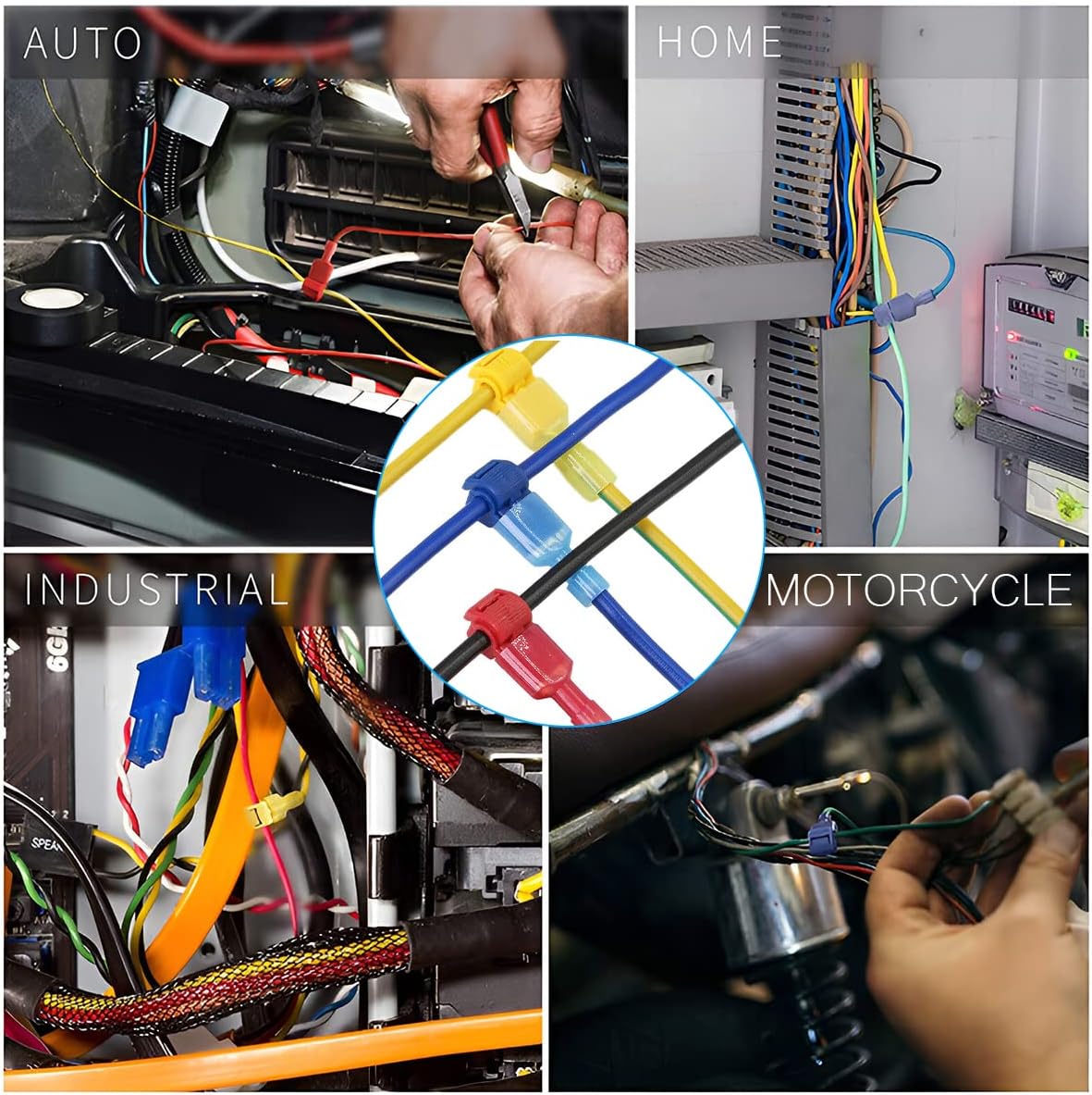 120 conectores de cable T-Tap, conectores eléctricos AWG 22-10, terminales de cable de empalme rápido autodespegables, kit surtido de terminales de
