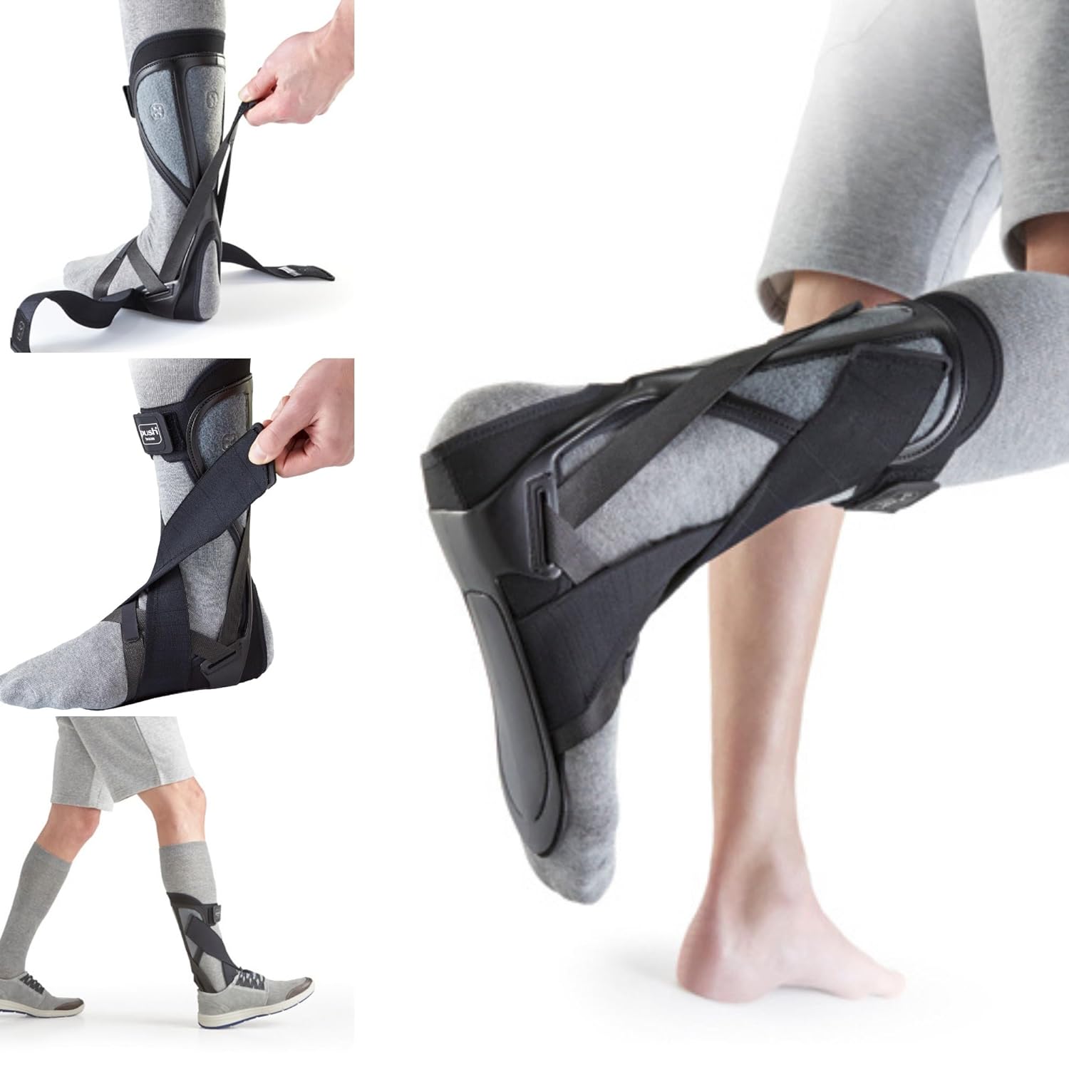 PUSH ortho – Ortesis de pie y tobillo para un apoyo cómodo. Se puede usar con zapatos. Cómodo y flexible soporte AFO para pie caído (parálisis