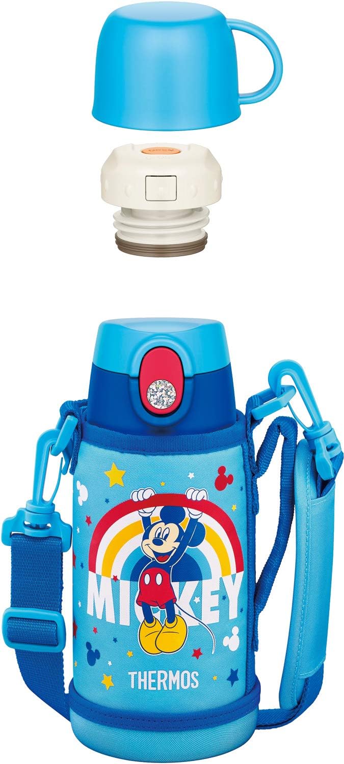 Thermos Water Bottle FJO-600WFDS BL Vacuum Insulated 2-Way Bottle, 2-Way Bottle, 0.2 gal (0.6 L), Mickey Blue