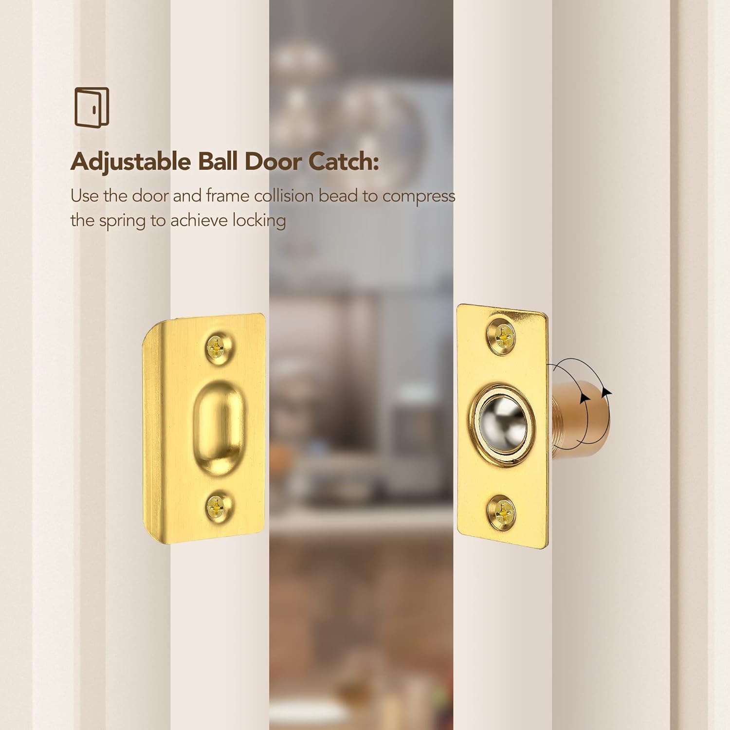 Ravinte Cierre de puerta de bola ajustable, pestillo de puerta con rodamiento de bolas de armario, accesorios de puerta de cierre de unidad fuerte