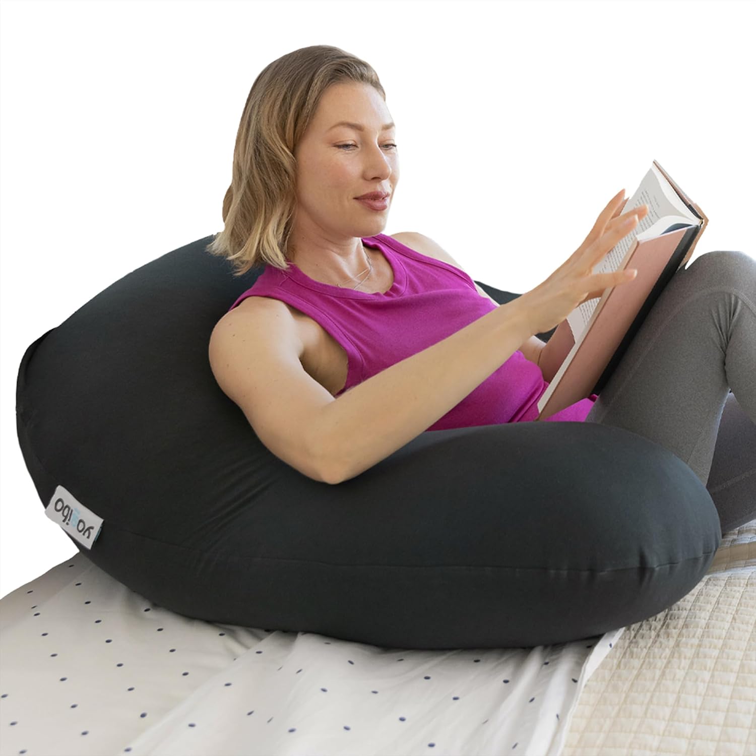 Yogibo – Almohada de apoyo para lectura, almohada única en forma de U con brazos, proporciona un excelente apoyo y comodidad, almohada de descanso