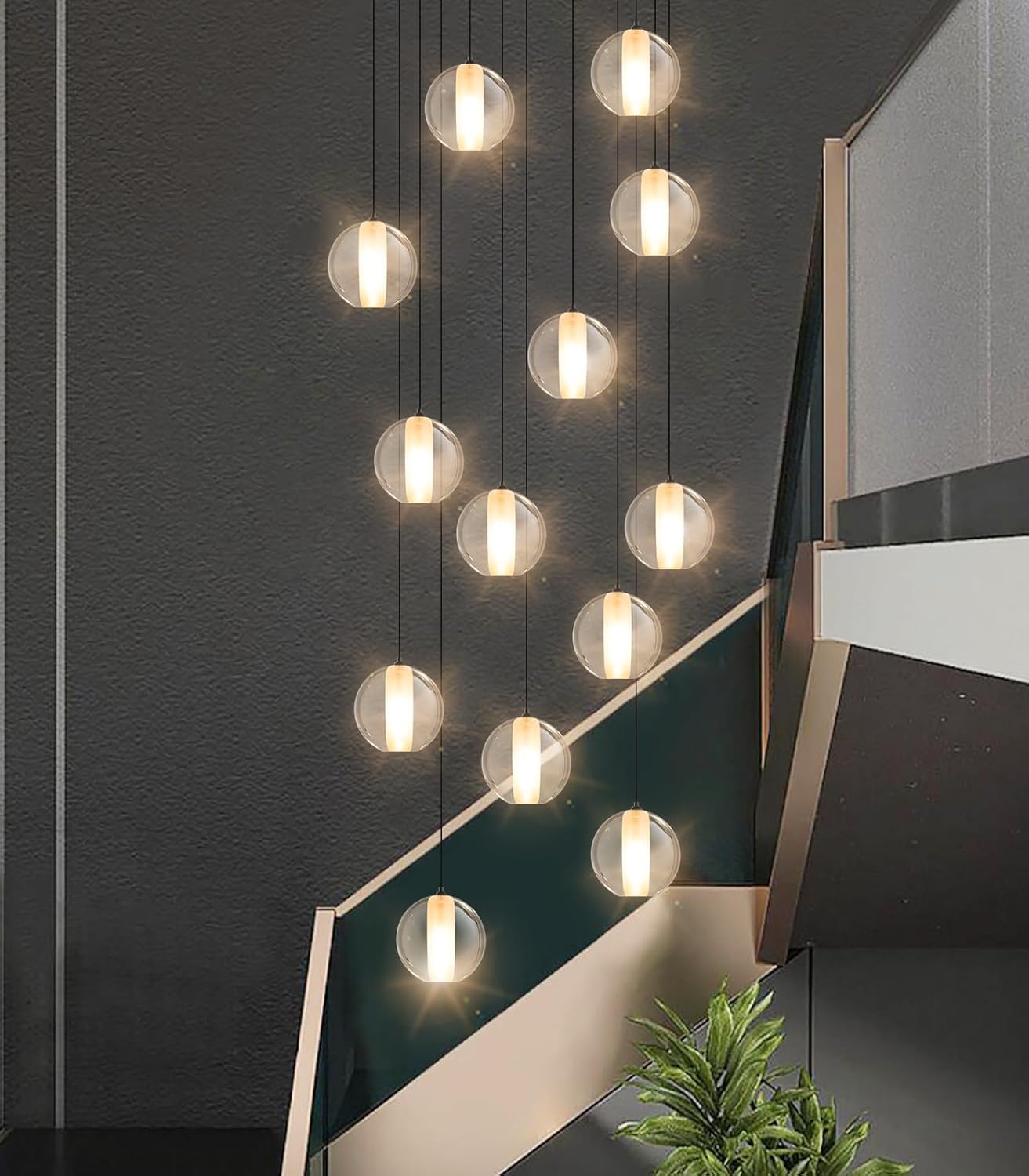 Candelabros modernos de 137 pulgadas para comedor, entrada, luces LED regulables, lámpara de techo alto para sala de estar, vestíbulo, escalera,