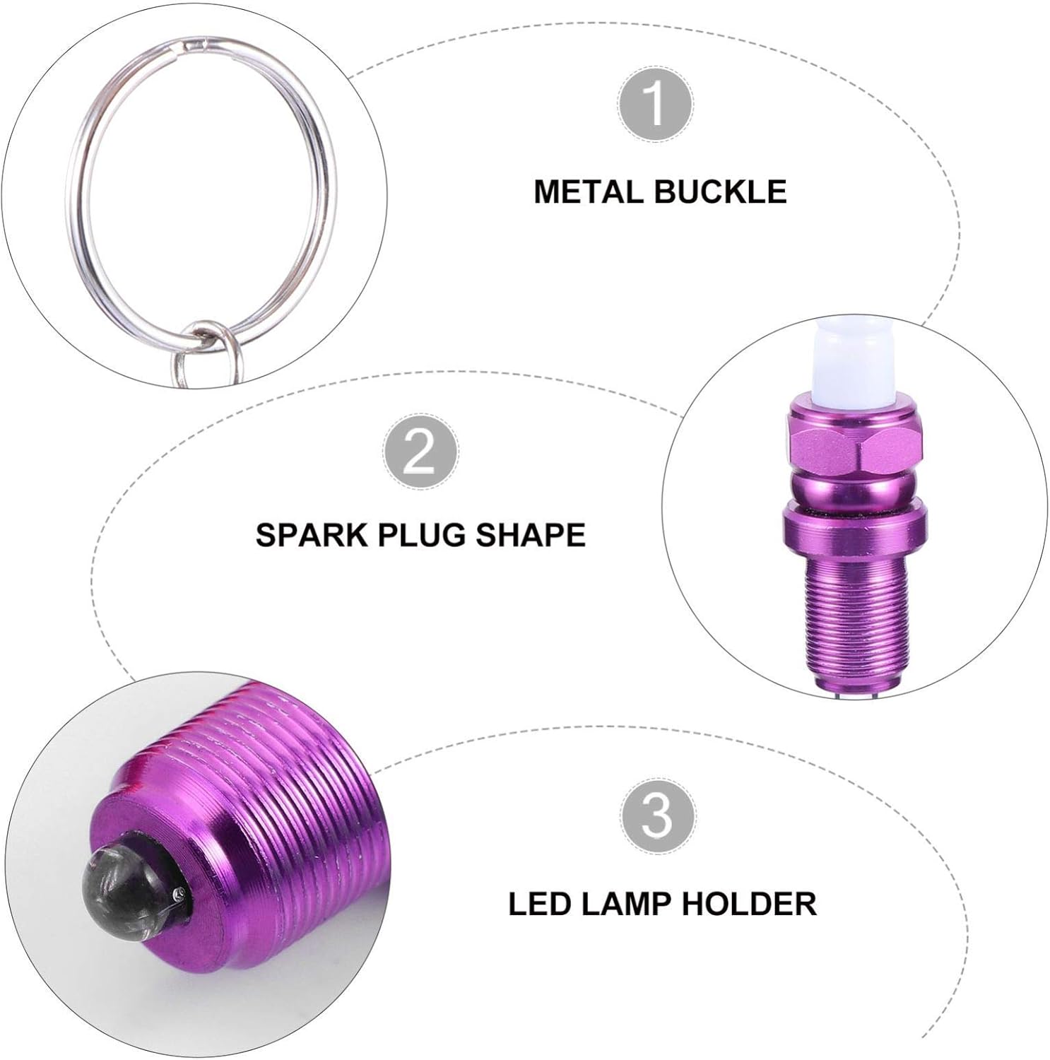 Garneck Llavero de bujía con luz LED iluminada 3D en miniatura, llavero para coche, bolso de mano, colgante para hombres y mujeres, 5 uds, Color
