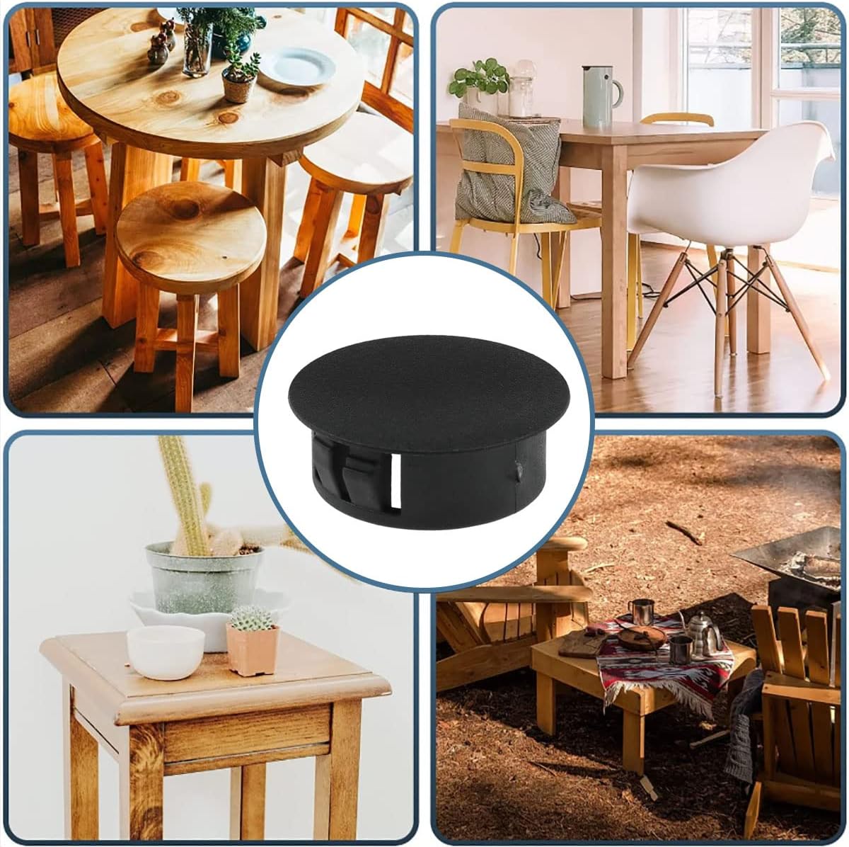 AYLIFU 24 tapones de agujero negro de 34 pulgadas (0.748 in), tapón redondo de plástico, tapón de orificio a presión, protector de muebles, cubierta
