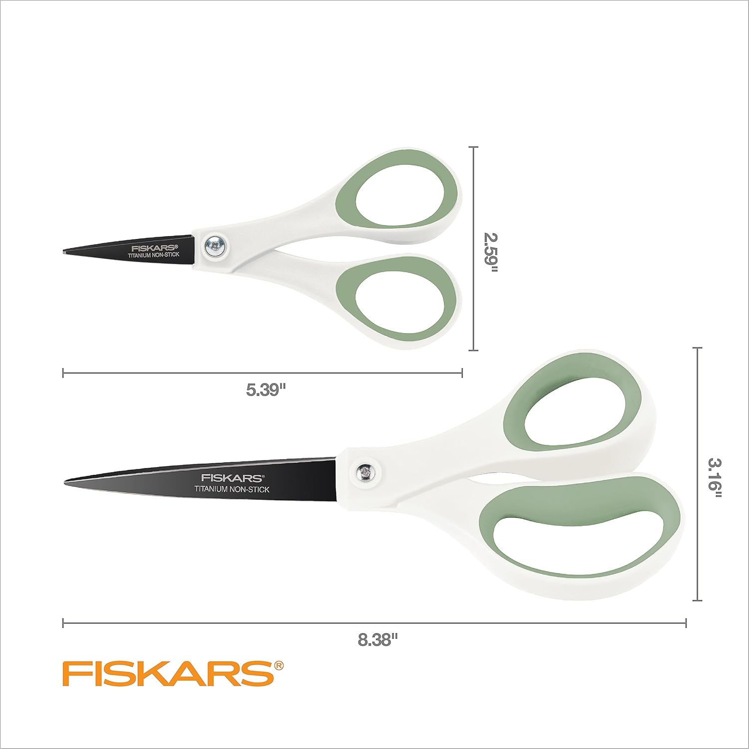 Fiskars Tijeras de titanio antiadherentes Everyday Softgrip (8 pulgadas), 2 unidades, helecho forestal