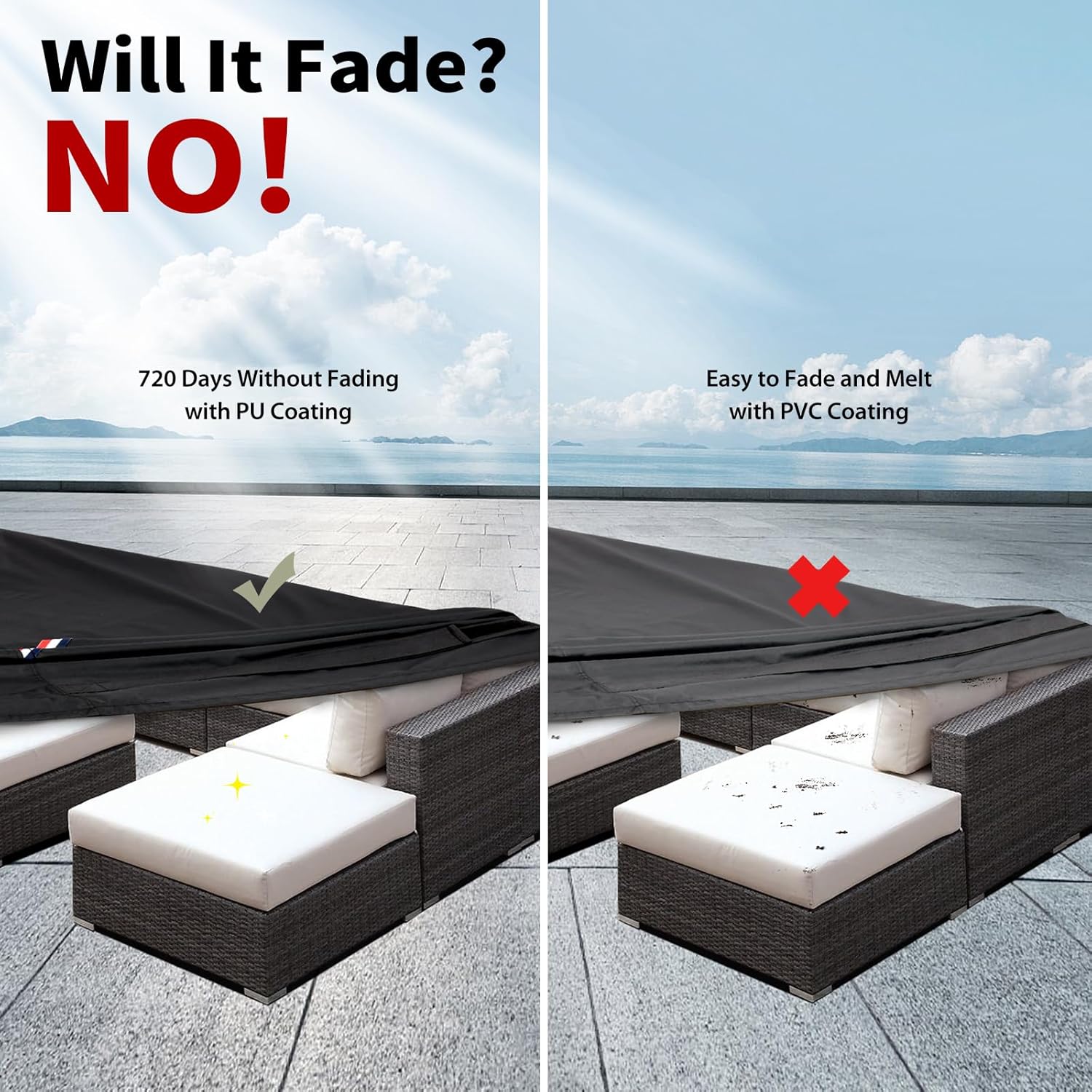 KylinLucky Juego de fundas impermeables para muebles de patio para mesas y sillas, fundas rectangulares para mesas y exteriores, se adaptan a hasta