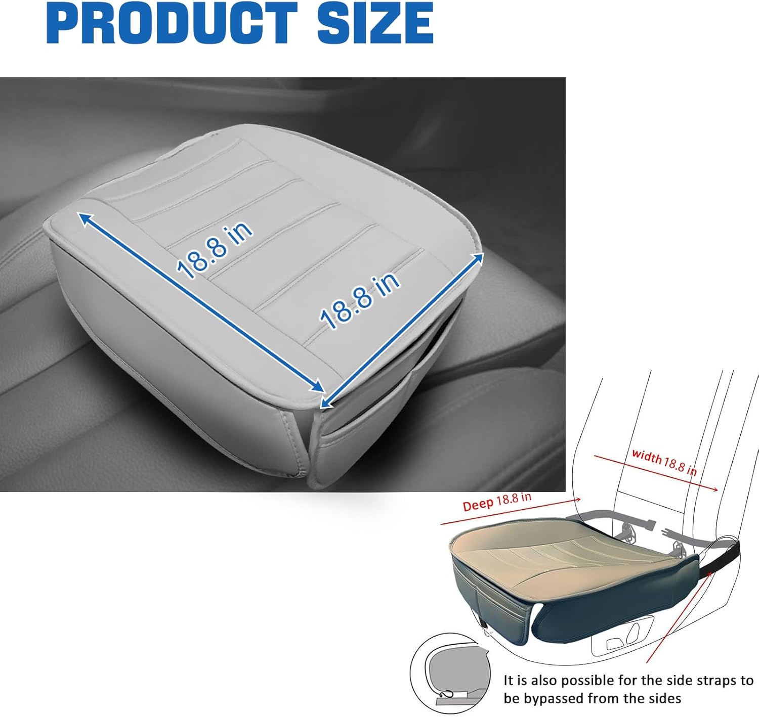 Big Ant Funda de asiento de automóvil, 1 pieza, funda de asiento inferior de piel sintética sintética, protector de asiento delantero para