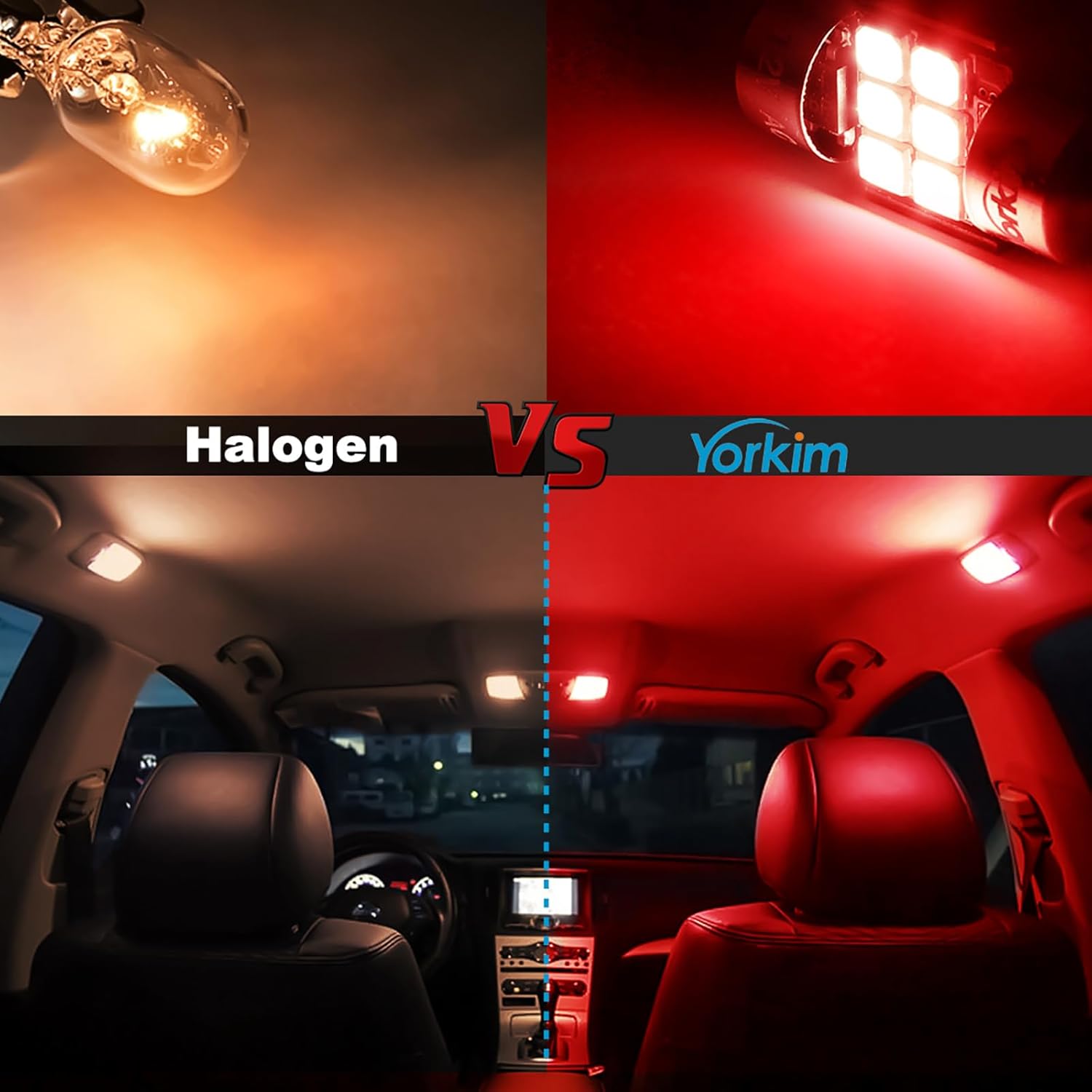 Yorkim Bombilla LED roja De3175 de 1.102 in y 1.142 in para luces interiores de coche, luces de cúpula de mapa, puerta de cortesía, luces de placa