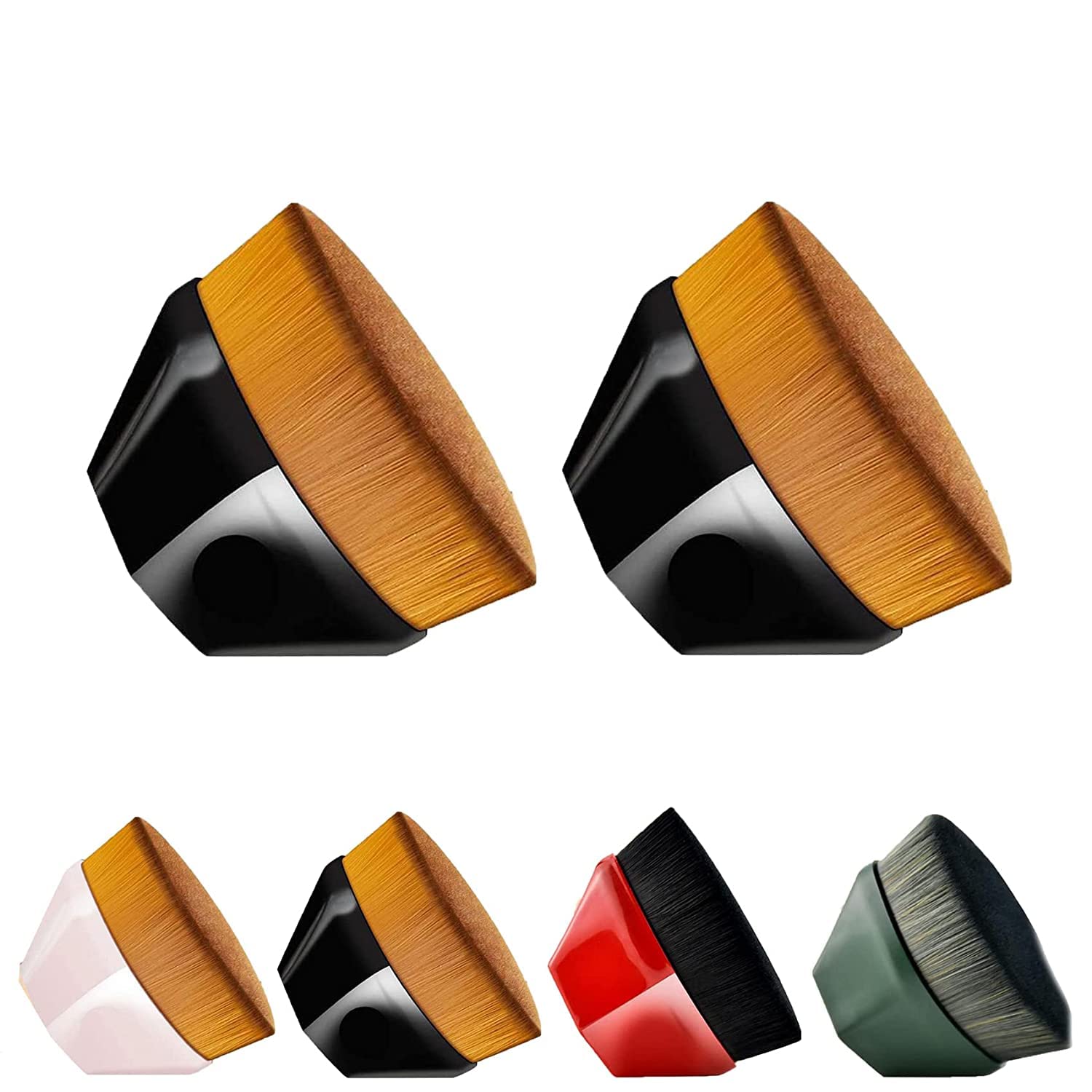 Brochas para base de maquillaje, brocha para base de maquillaje Kabuki, brocha para base de maquillaje con estuche de almacenamiento (2 unidades,