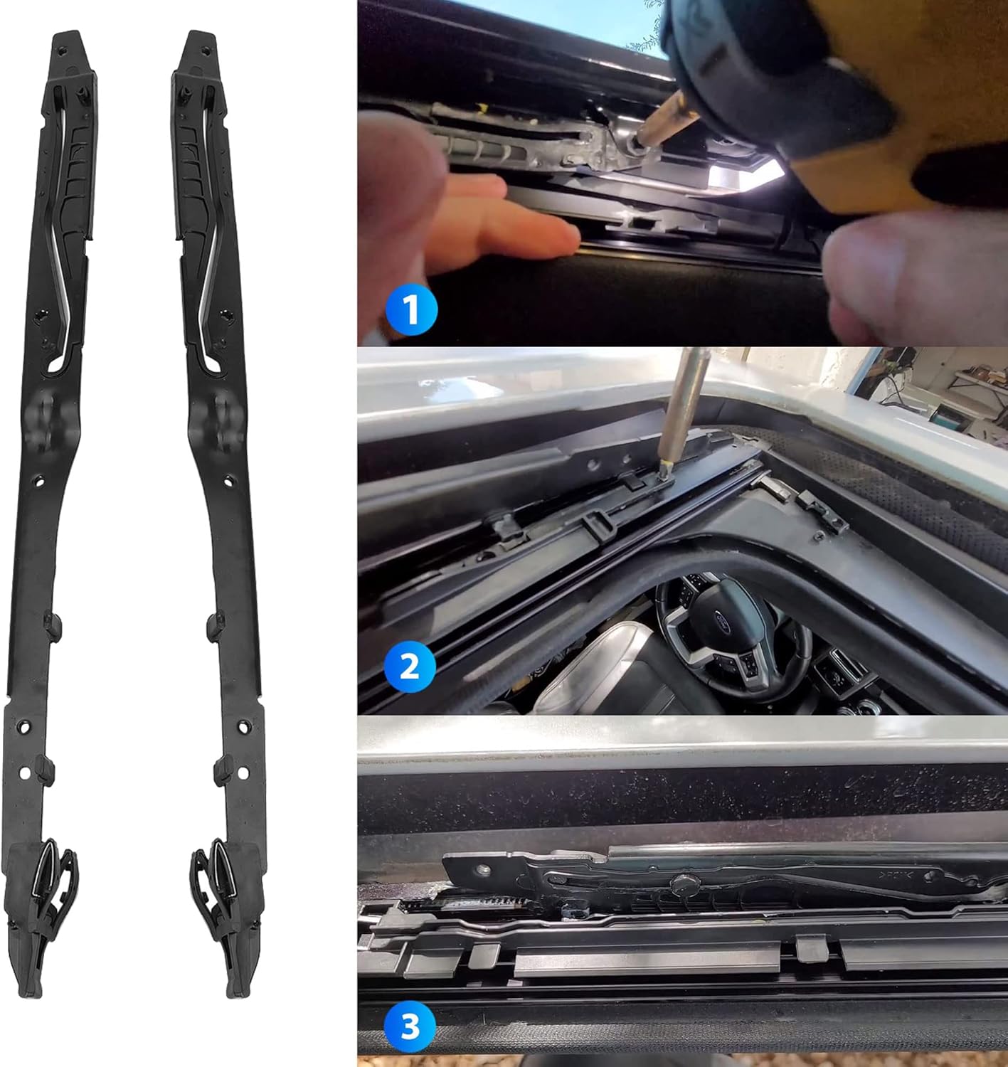 Effoexparts Kit de reparación de montaje de riel de techo corredizo compatible con Ford F150 F250 F350 F450 2015-2020 Reemplazar OE FL3Z-1651071-A,