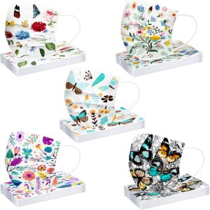 50 máscaras desechables para mujer, diseño de mariposas, gruesas, 3 capas, para adultos, para vacaciones, para el cuidado de la piel 50 máscaras desechables para mujer, diseño de mariposas, gruesas, 3 capas, para adultos, para vacaciones, para el cuidado de la piel