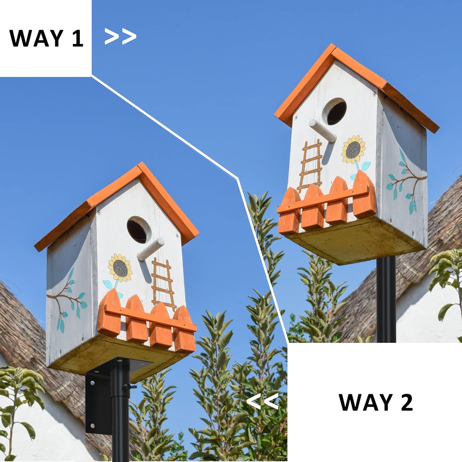 ERYTLLY Bird House – Kit de montaje en poste de 96 pulgadas, barra de soporte universal ajustable para colibríes, soporte universal con 5 puntas