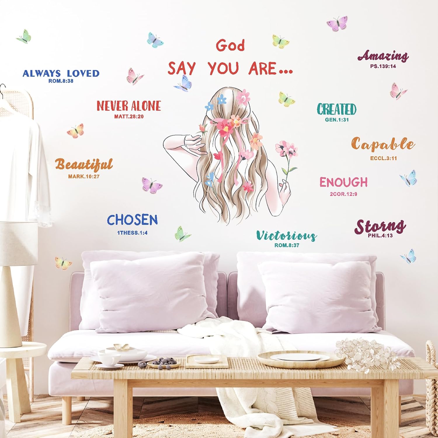 Calcomanías de pared con citas inspiradoras, coloridas calcomanías de pared motivacionales para niñas, citas positivas, calcomanías de pared