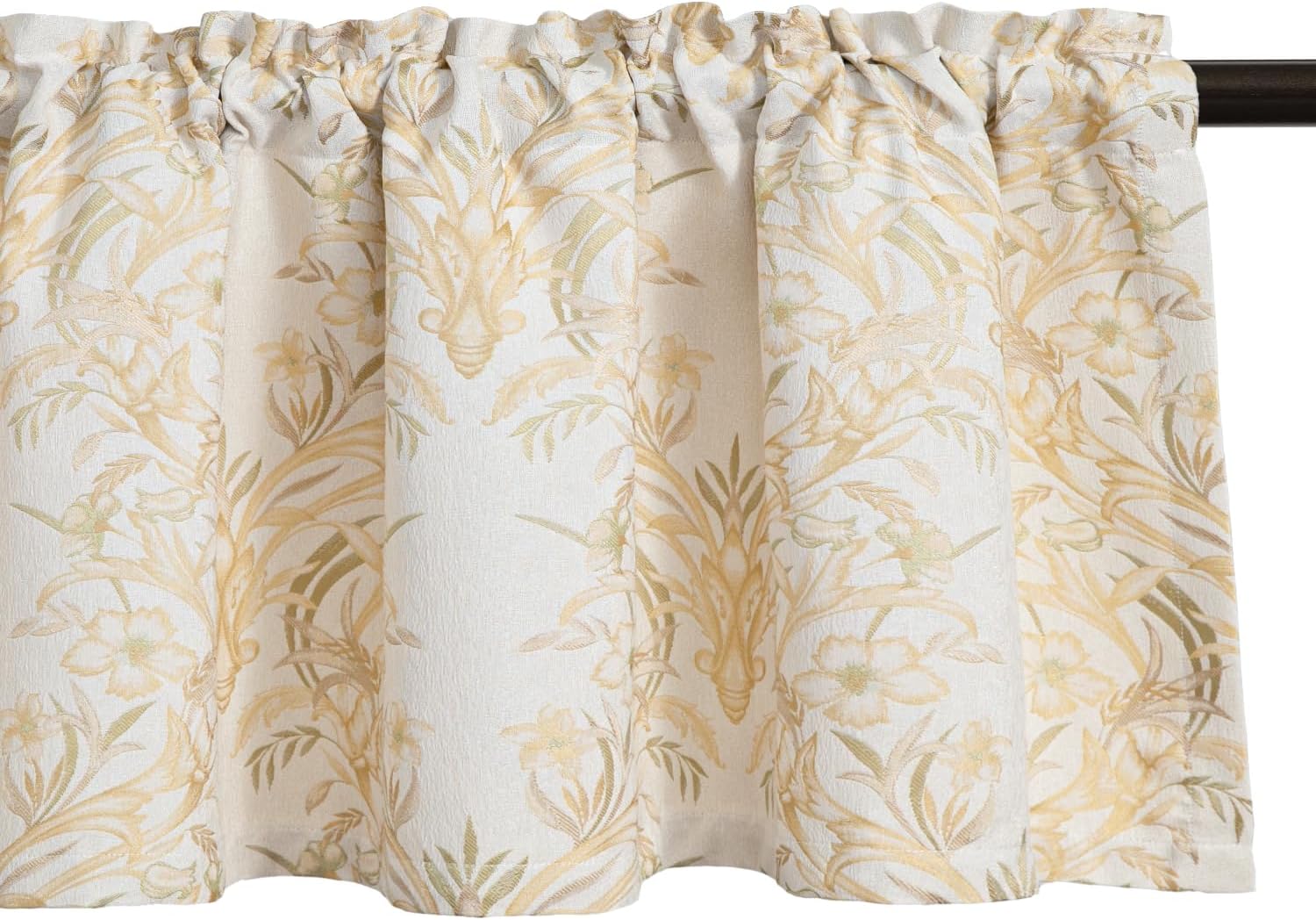 VOGOL Cenefas de dormitorio de jacquard floral, cortinas de privacidad que reducen la luz para sala de estar, comedor, cortinas cortas con bolsillo