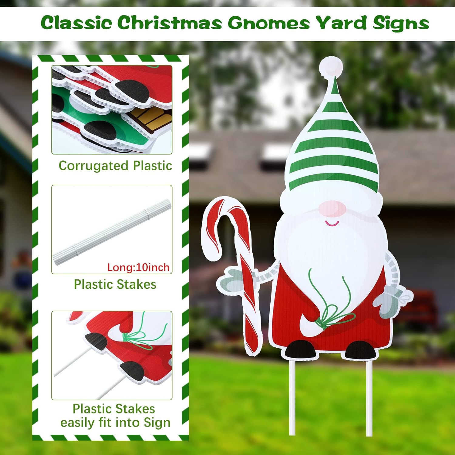 Woanger 15 carteles de Navidad para patio, gnomo de Navidad, estaca, para jardín, exteriores, con estacas para exteriores, patio, césped, hogar,