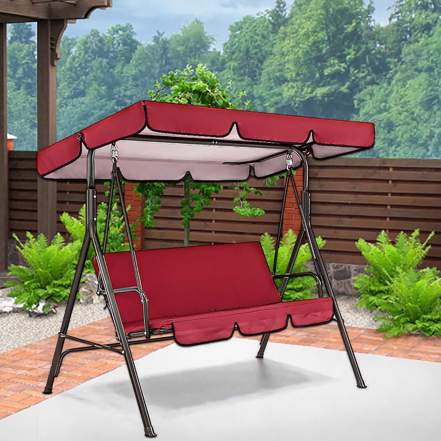 Juego de funda de repuesto para toldo de columpio para patio, cubierta superior de tela Oxford impermeable y cubierta de asiento para patio al aire