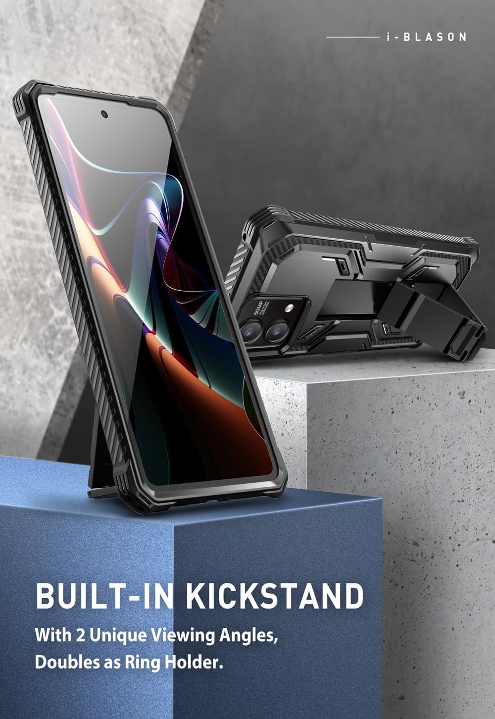 i-Blason Armorbox Lite – Funda para Moto G Stylus 5G (versión 2023) no para versión 4G20222021, 2 protectores de pantalla de vidrio templado Funda