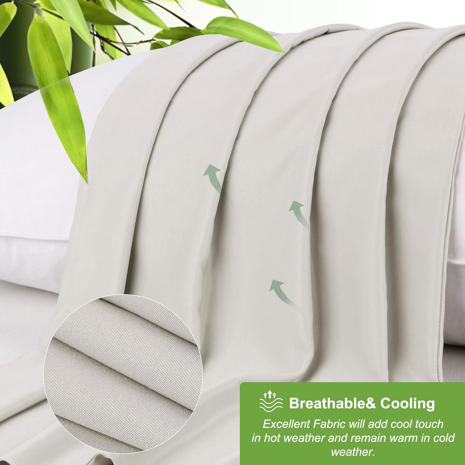 PiccoCasa Isabelline – Juego de 2 fundas de almohada refrescantes de lujo, tamaño King, fundas de almohada suaves y transpirables con cierre de