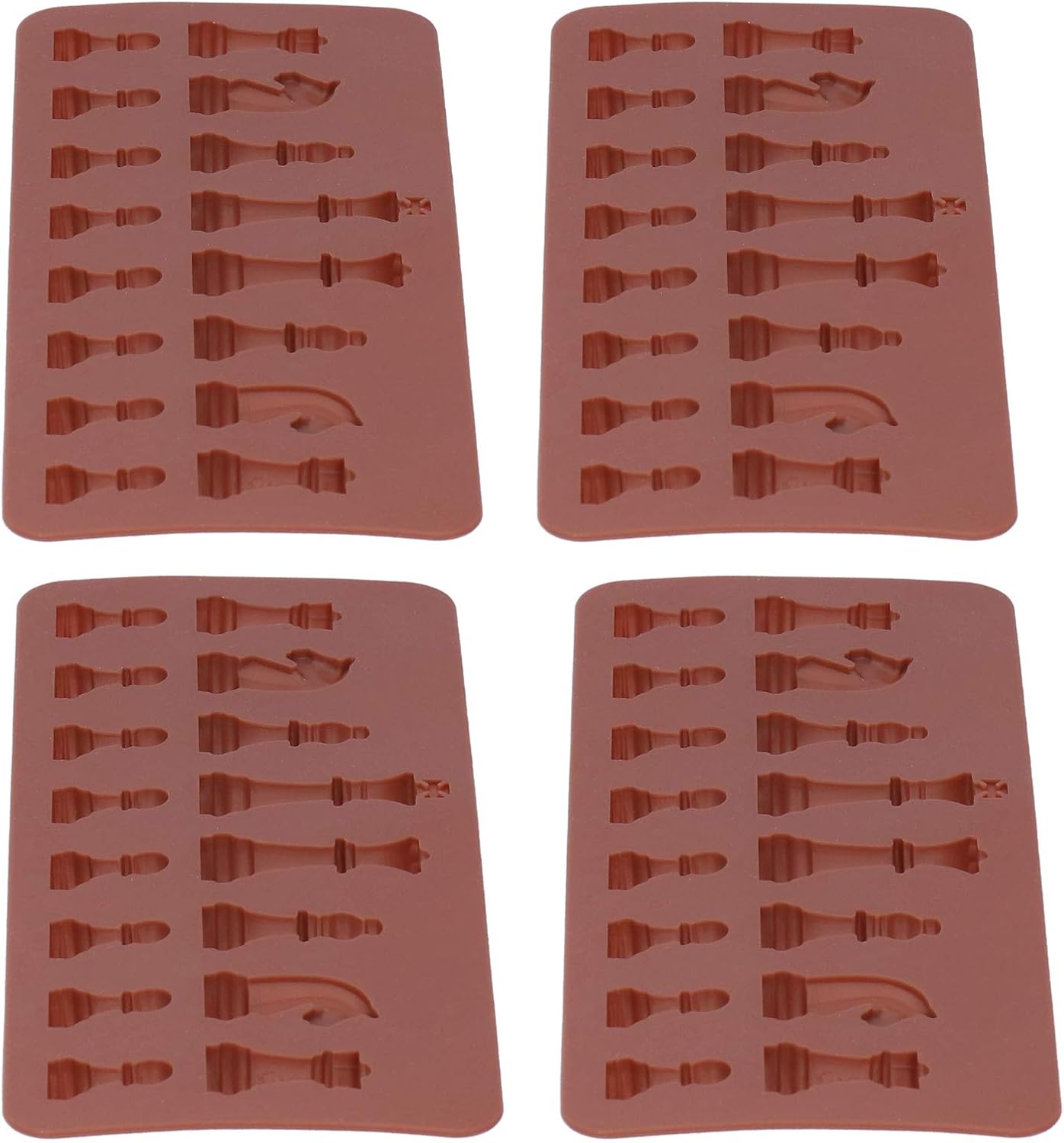 4 moldes de silicona para chocolate, molde de chocolate con forma de ajedrez, moldes de cera derretida de silicona, moldes de fondant, moldes de