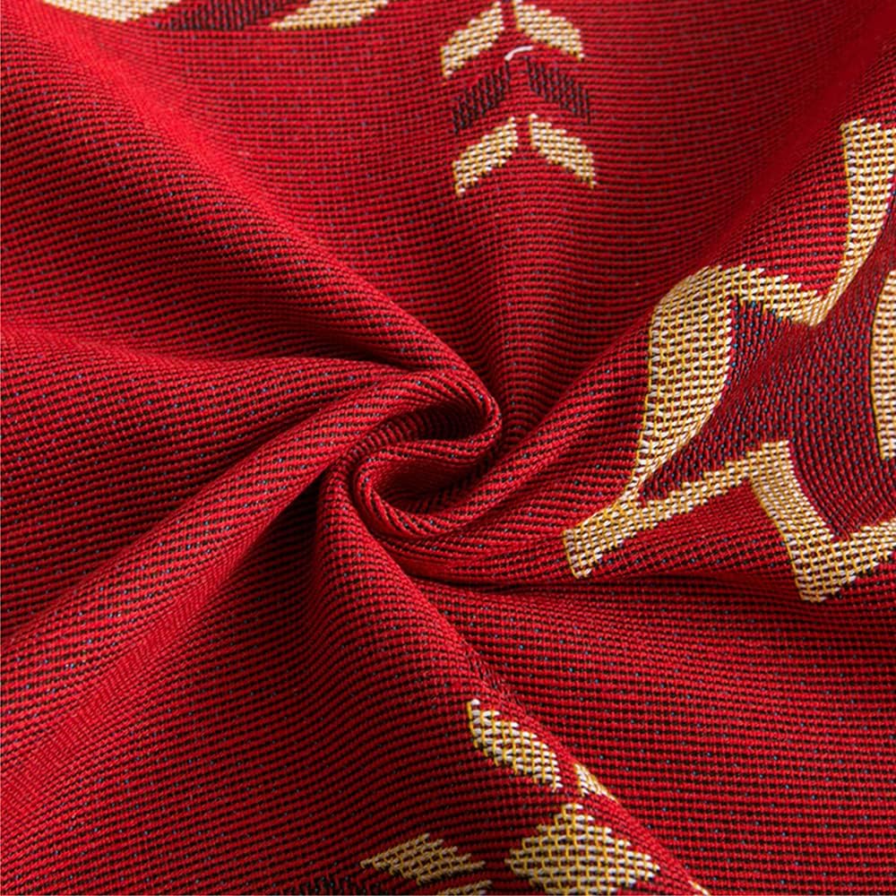 CCHYF Manta de nativos americanos del suroeste, manta azteca, decoración de pared bohemia roja con borlas tejidas de algodón, mantas y mantas