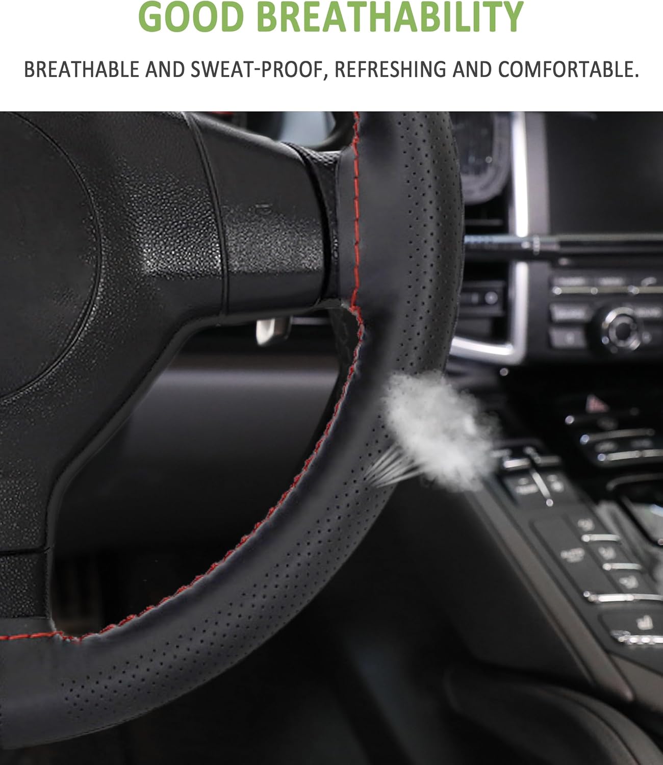 Funda para volante, funda de cuero para volante, accesorios de automóvil universal de 15 pulgadas para volante, protector de cubierta para volante
