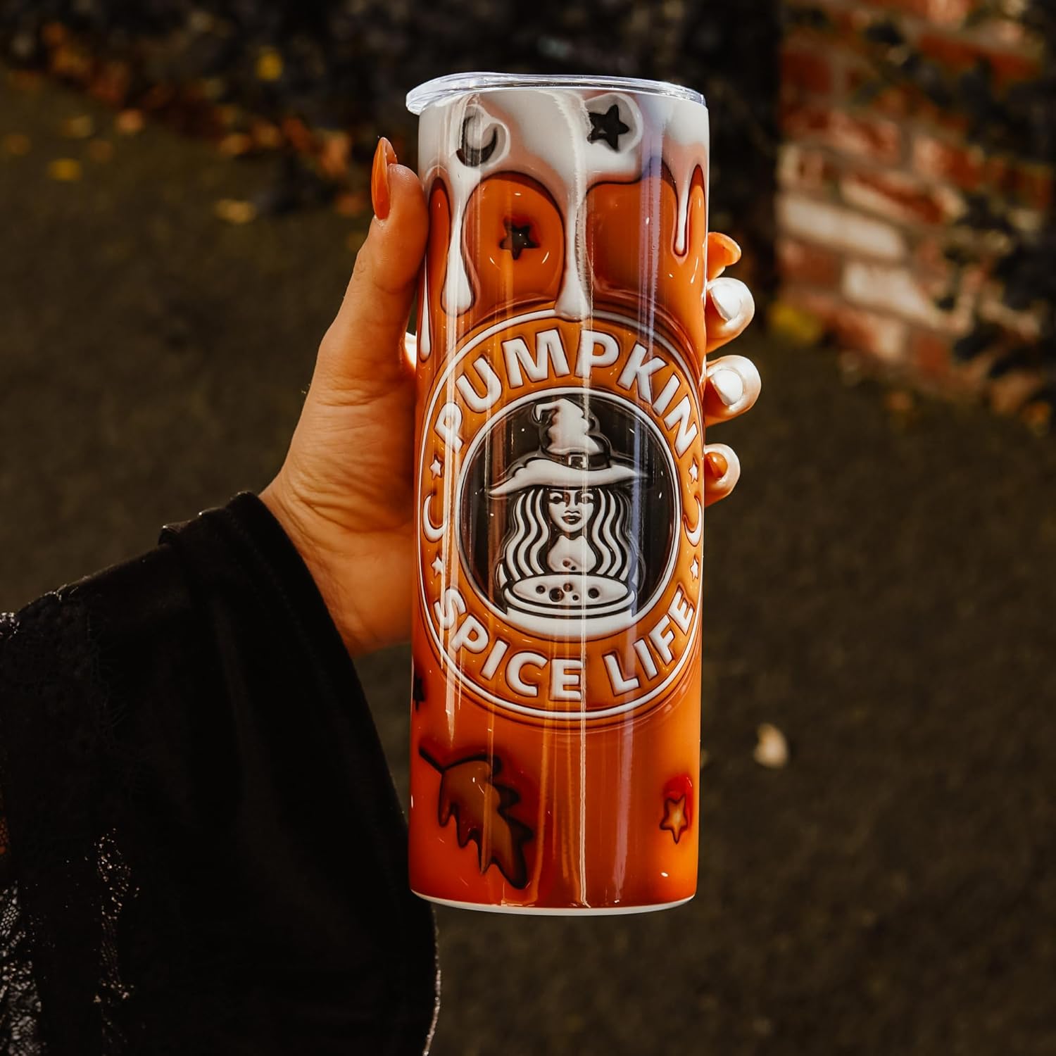 PSL – Vaso 3D de calabaza y especias, vasos de Halloween, taza de cerveza de brujas, regalos de otoño para mujeres, diseño de acero inoxidable