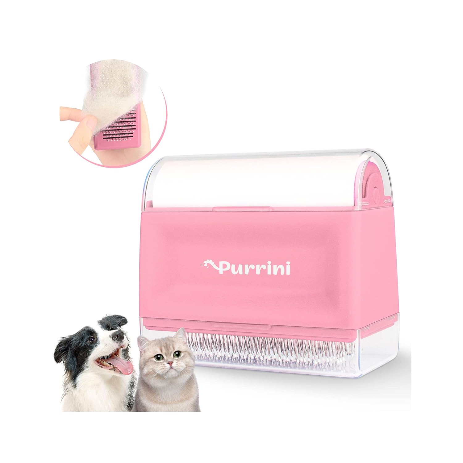PURRINI Cepillo para gatos con rodillo adhesivo para pelusas para mascotas, funciona muy bien en perros o gatos de pelo largo o corto, ideal para