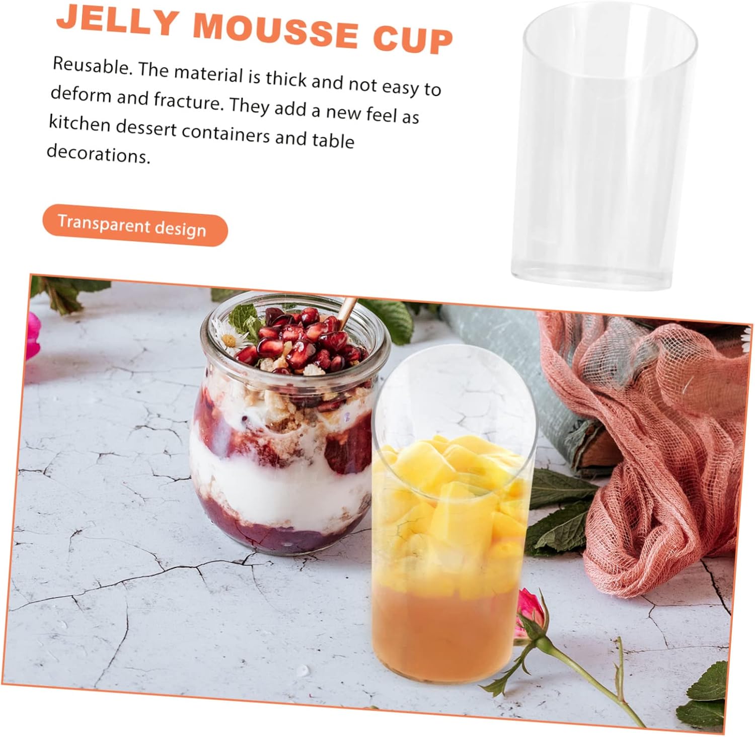 Zerodeko 60 tazas de pudín transparente vaso de plástico para aperitivos, tazas de degustación, tazones de aperitivo, vasos transparentes, tazones