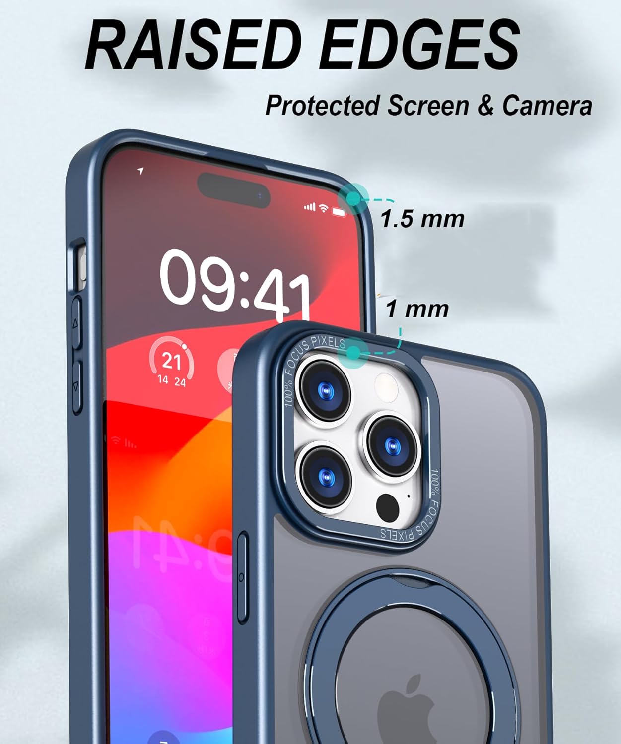 Kakabin Funda magnética para iPhone 13 Pro Max compatible con Magsafe, grado militar, a prueba de golpes, mate, delgada, con soporte de anillo