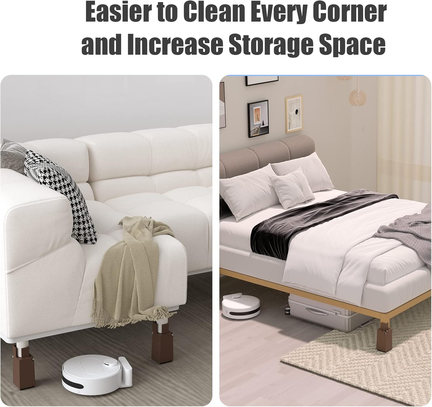 Elevadores de cama ajustables, paquete de 4 con abrazadera de tornillo. Elevadores de silla de escritorio de mesa. Elevadores de cama de 4 pulgadas
