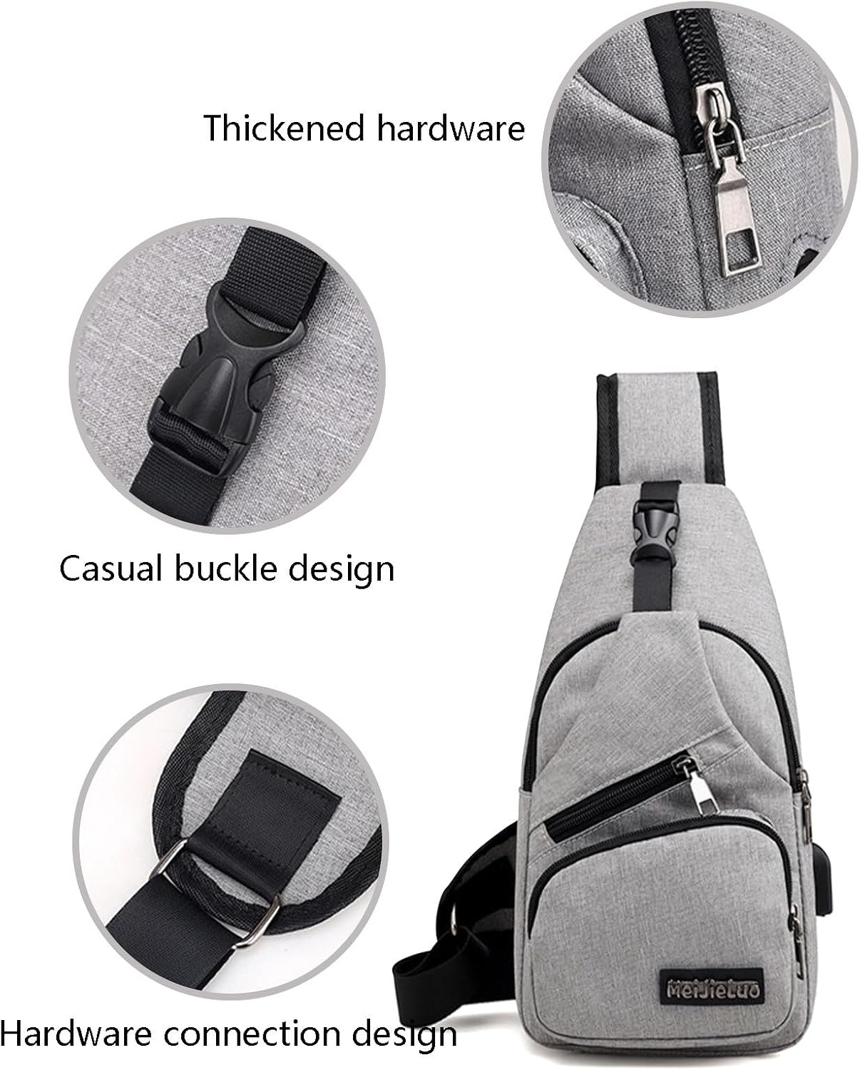 sdhkgrrt Bolso cruzado multiusos para hombre y mujer, mochila con correa impermeable, bolsa de senderismo al aire libre con agujero para auriculares