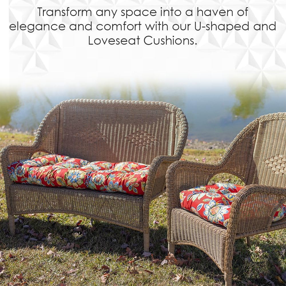 RSH Décor – Juego de 2 cojines de asiento de mimbre grandes (21 x 21 pulgadas)  Sun Dream Coastal Ocean Beach Tropical azul, melocotón, blanco,