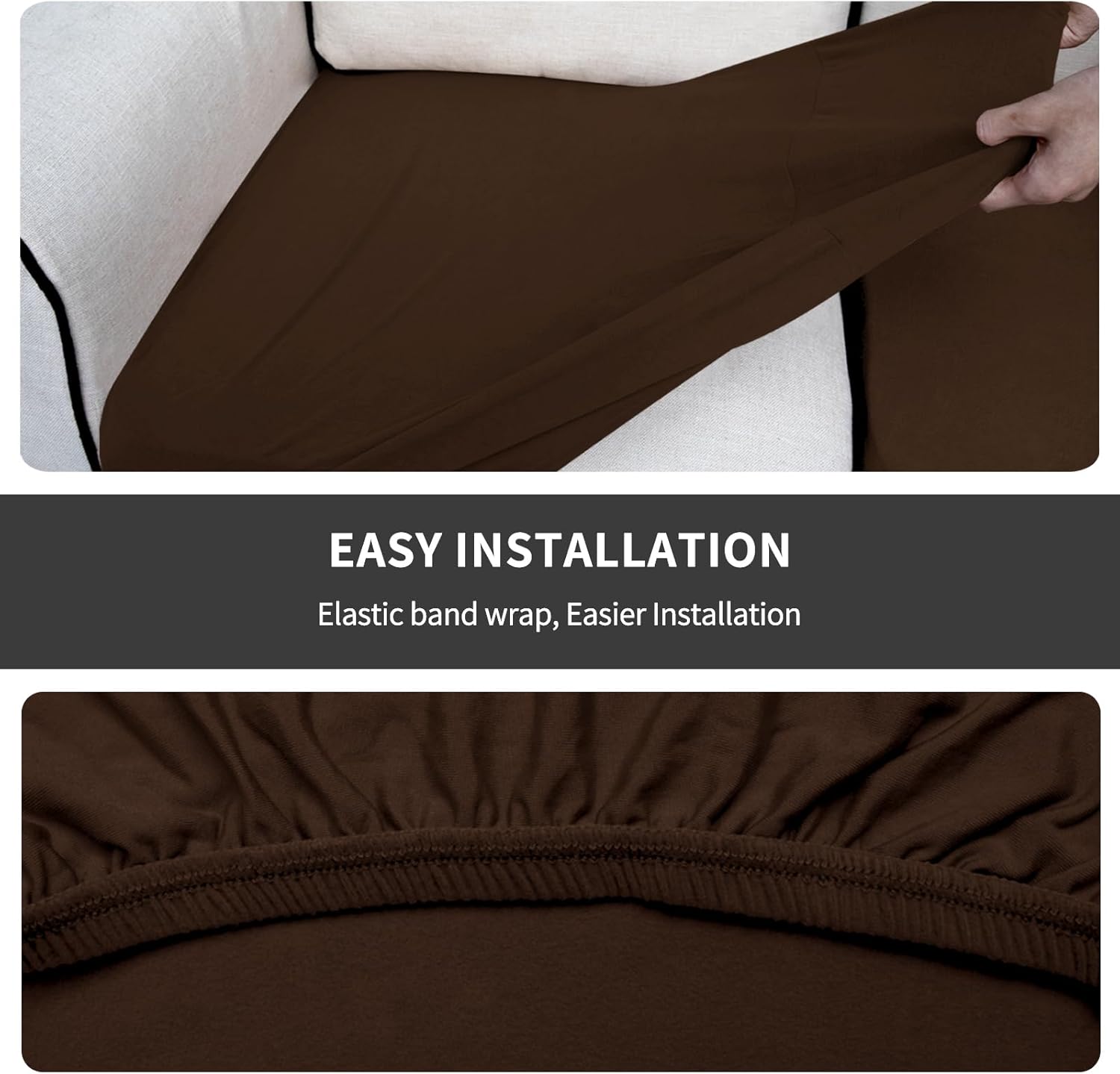 Easy-Going Fundas de cojín de vellón para asiento de sofá, funda de cojín suave y elástica para niños, mascotas (cojín de sofá biplaza de 2 piezas,