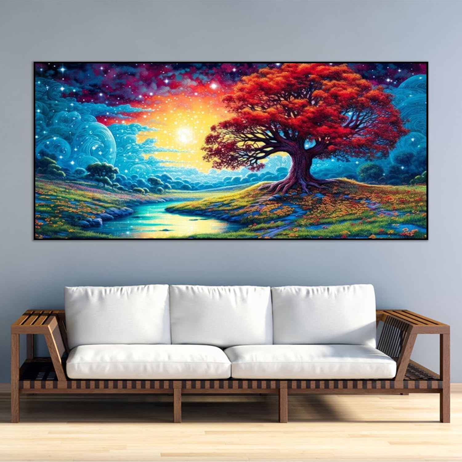 pchmcu Árbol de pintura de diamantes 5D, kit de pintura de diamantes grandes para adultos, arte de diamantes de imitación de cristal de diamantes de