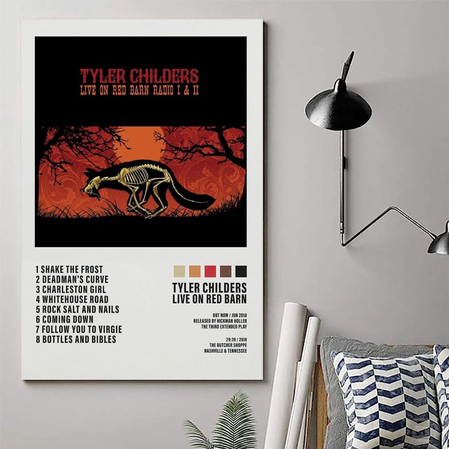 ShenMou Tyler Childers Live On Red Barn – Póster de portada de álbum de radio de granero rojo, decoración de pared, póster para dormitorio,