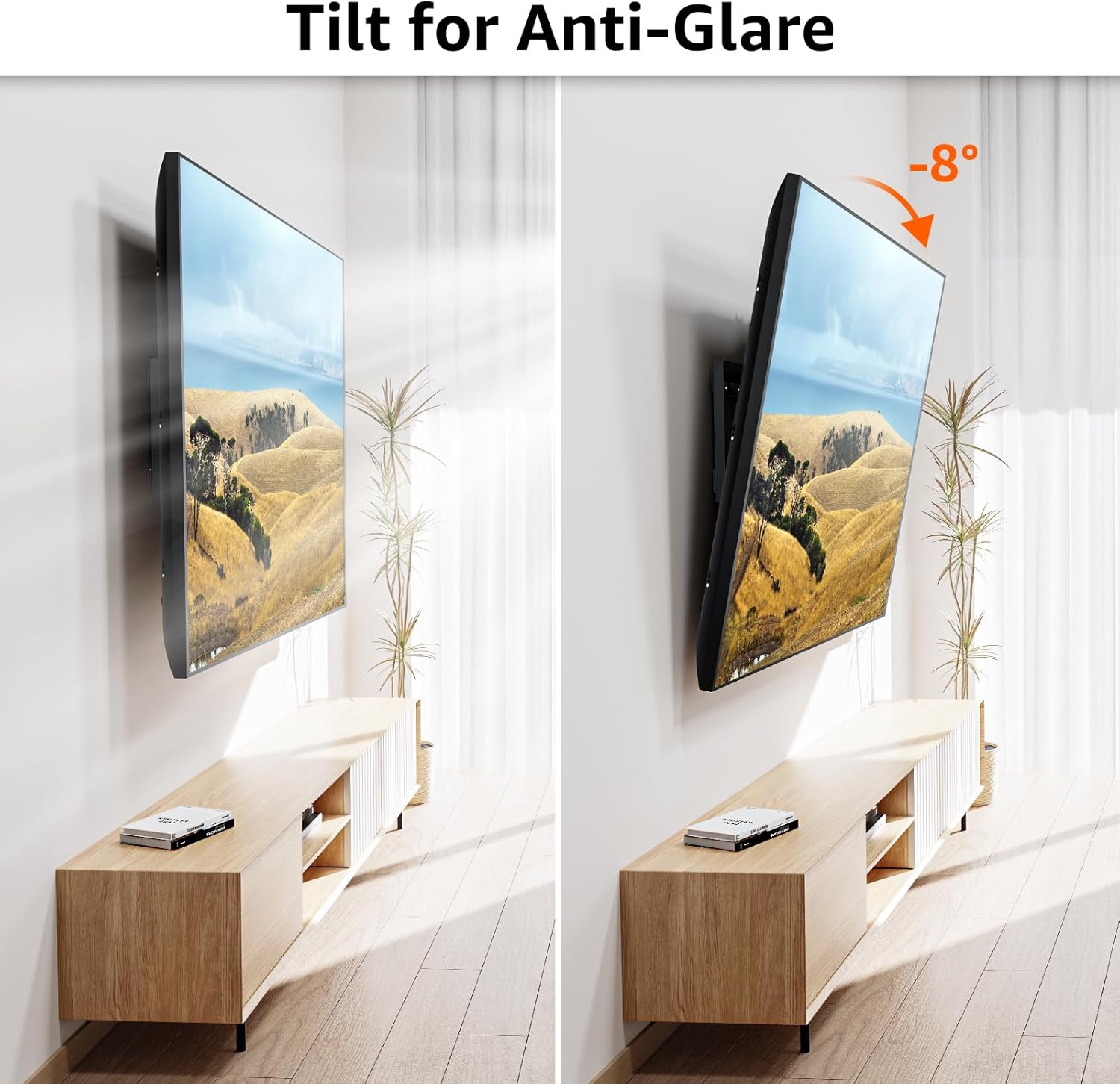 ELIVED Soporte de TV para la mayoría de televisores de 37 a 75 pulgadas, soporte de pared universal para TV de 16 pulgadas, 18 pulgadas, 24 pulgadas