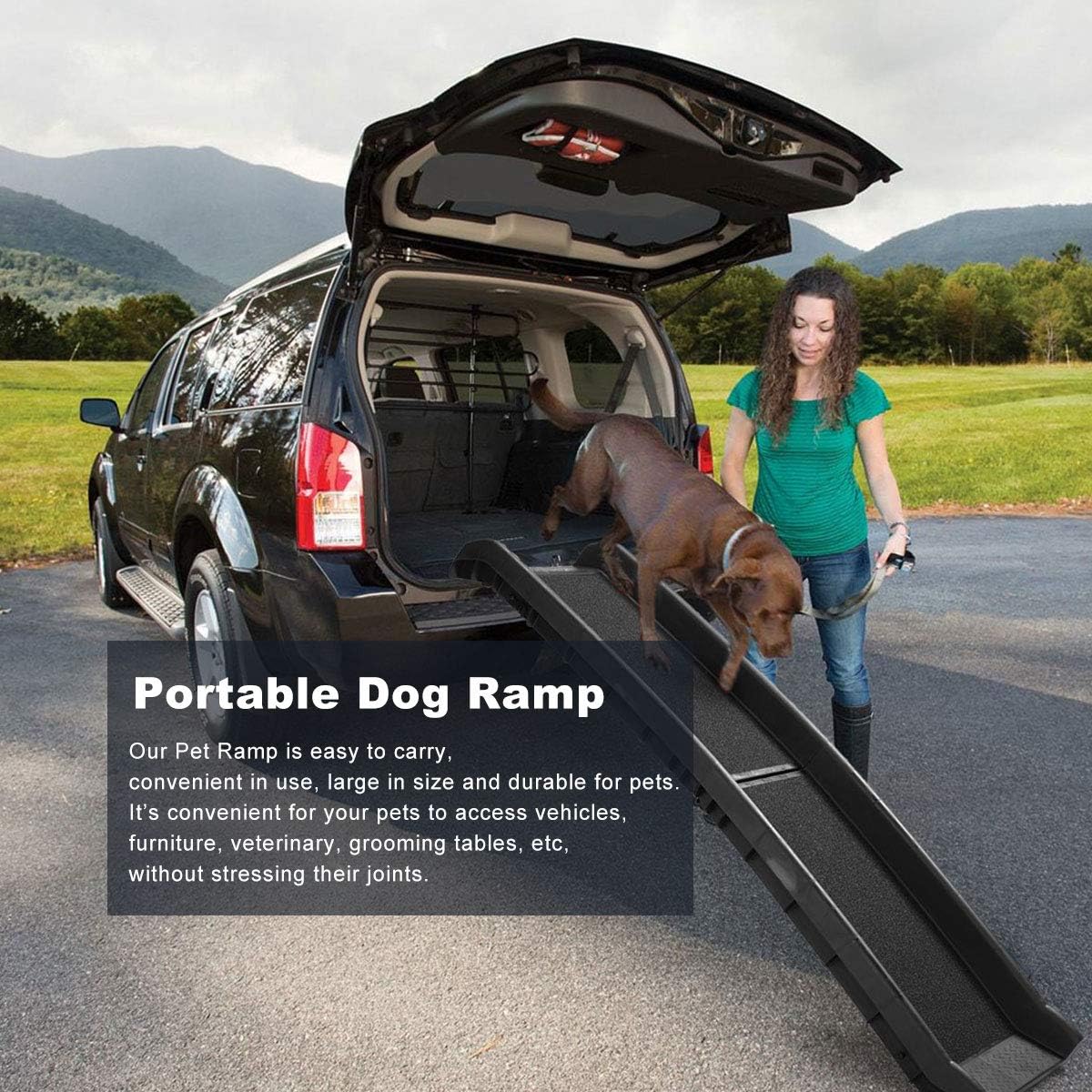 Rampa plegable para perros SUVcoche de 62 pulgadas de largo, escaleras para cachorros, perros viejos, artritis, dolor en las articulaciones, rampa