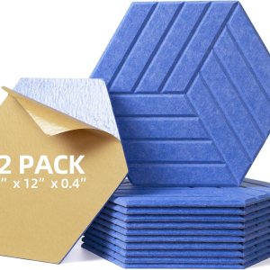 KOIGO Paquete de 12 paneles acústicos hexagonales autoadhesivos Paneles acústicos de 14 x 12 x 0.4 pulgadas, absorbentes de sonido, espuma KOIGO Paquete de 12 paneles acústicos hexagonales autoadhesivos Paneles acústicos de 14 x 12 x 0.4 pulgadas, absorbentes de sonido, espuma