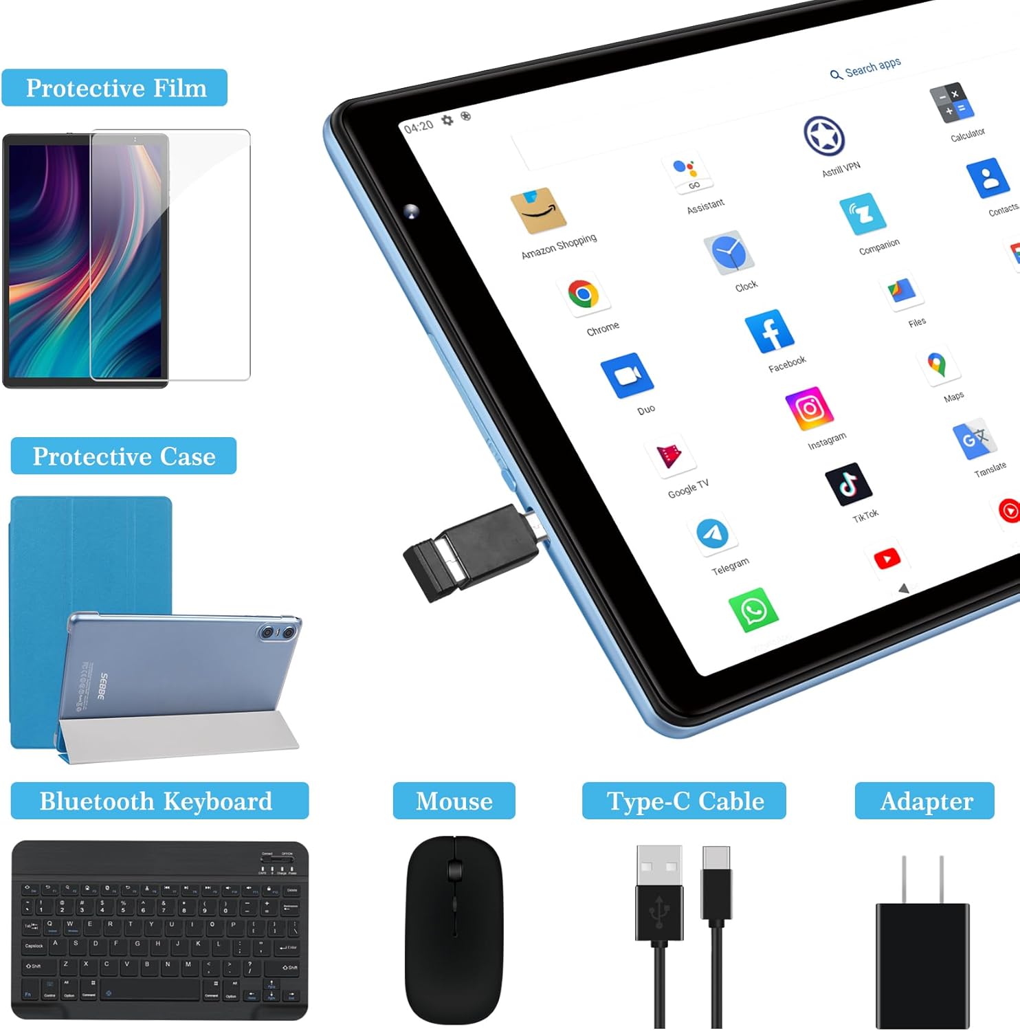 Tablet PC Android 13 de 10 pulgadas 12 GB de RAM + 128 GB ROM TF 1 TB Octa-Core 2.0 GHz, Google GMS  Bluetooth 5.0  5G WiFi  6000mAh  1280 * 800