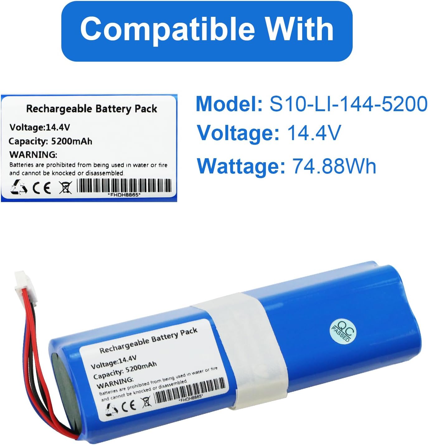 Batería de repuesto para aspiradora de 5200 mAh para Ecovacs Deebot T5 T8 T8+ T9 T9+ Deebot Ozmo 950 T10 T9 DX65, DX93, DX96 X1 X1 Omni X1 Turbo X1